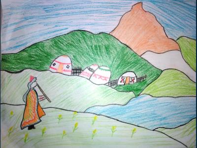 Картина. Автор: Ибрагимова Карина. Техника: акварель. Класс: 2 Мой Башкортостан