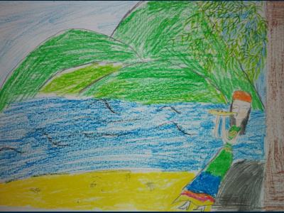 Картина. Автор: Рузанова Виктория. Техника: акварель. Класс: 2 Мелодия курая