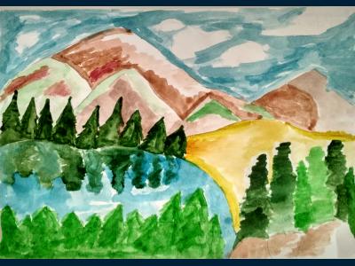 Картина. Автор: Хисамутдинов Данил. Техника: акварель. Класс: 2 Родные просторы