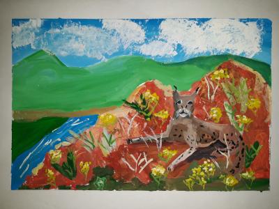 Картина. Автор: Юлгушева Алла Айратовна. Техника: гуашь. Класс: 2 "Дикие животные Башкортостана"