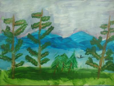 Картина. Автор: Хабибуллина Иллария. Техника: гуашь. Класс: 2 Башкортостан мой!
