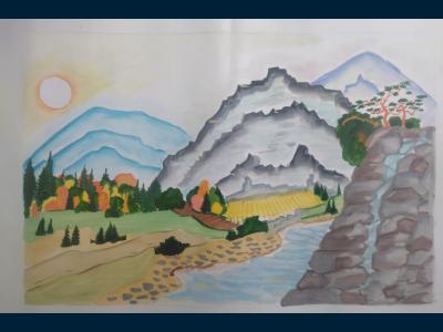 Картина. Автор: Халиков Тагир. Техника: акварель. Класс: 2 Мой любимый Башкортостан