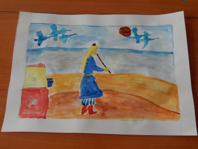 Картина. Автор: Пысин Михаил. Техника: акварель. Класс: 2 сказка о курае