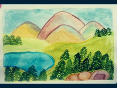 Картина. Автор: Марванова Анастасия. Техника: акварель. Класс: 3 Башкортостан - мой край родной.