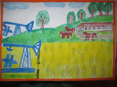 Картина. Автор: Фазлыева Гульназ. Техника: гуашь. Класс: 3 Башкортостан-Родина моя!