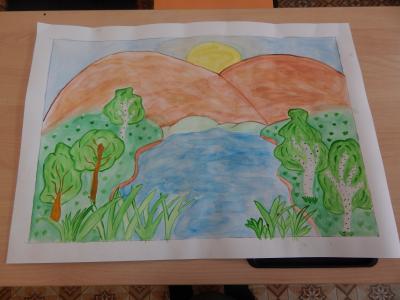 Картина. Автор: Юшина Юлия. Техника: акварель. Класс: 3 Красота родного края