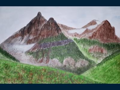 Картина. Автор: Закирова Дарина. Техника: акварель. Класс: 4 Гора Иремель