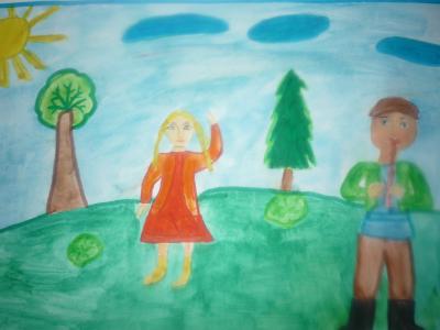 Картина. Автор: Заляева Элина. Техника: акварель. Класс: 4 Напевы курая