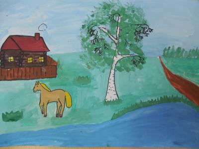 Картина. Автор: Габитова Яна. Техника: акварель. Класс: 4 Башкортостан - край мой родной