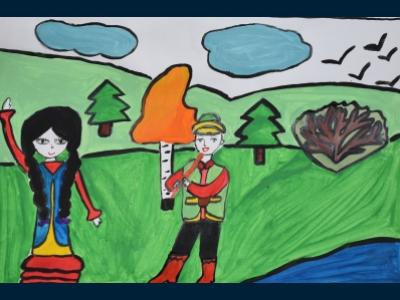 Картина. Автор: Зиатдинова Ангелина. Техника: гуашь. Класс: 5 Традиции и обычаи народов Республики Башкортостан