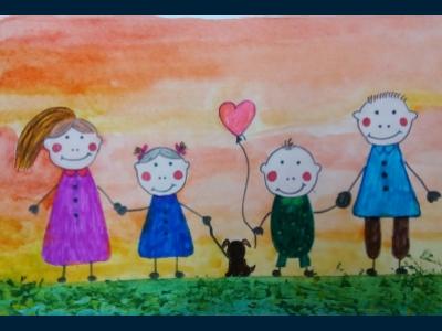 Картина. Автор: Шарипова Элина. Техника: гуашь. Класс: 5 "Моя семья"