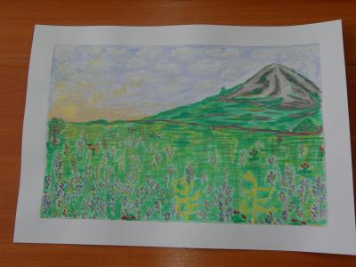 Картина. Автор: Конева Анастасия. Техника: акварель. Класс: 5 Мой любимый край