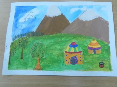 Картина. Автор: Хисамова Амелия. Техника: акварель. Класс: 5 Мой Башкортостан