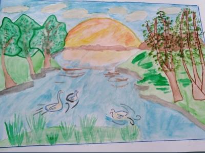 Картина. Автор: Добрикова Дилара. Техника: акварель. Класс: 6 Природа Башкортостана