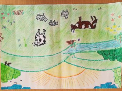 Картина. Автор: Шамсутдинова Камилла. Техника: смешанная техника. Класс: 6 "Мои любимые луга"