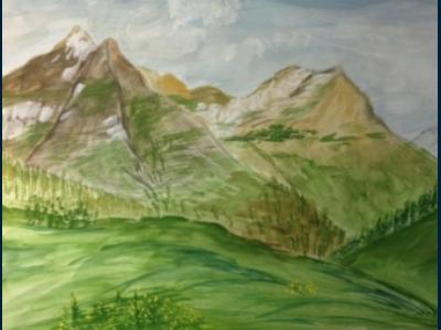 Картина. Автор: Мустафин Марсель. Техника: гуашь. Класс: 6 Величественный Иремель