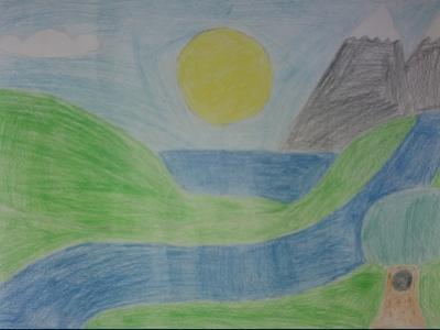 Картина. Автор: Валеев Ильгиз. Техника: карандаш. Класс: 7 Родина моя,реки и поля