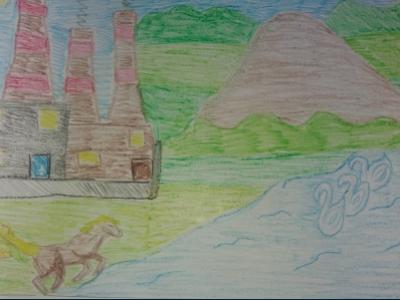 Картина. Автор: Кохтаев Евгений. Техника: восковые мелки. Класс: 7 Сто лет Республике