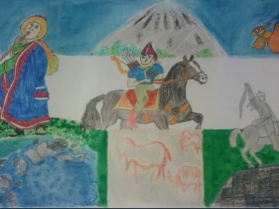 Картина. Автор: Шахова Арина. Техника: смешанная техника. Класс: 7 Семь чудес Башкортостана