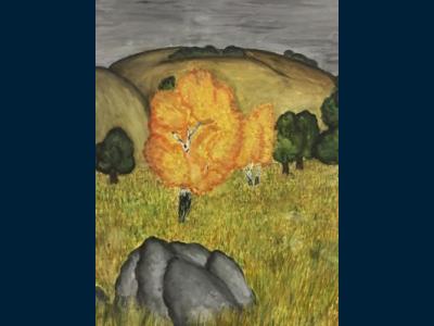 Картина. Автор: Рагимова Камилла. Техника: акварель. Класс: 7 "Красивое место Башкортостана"