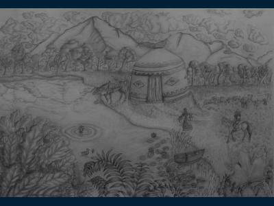 Картина. Автор: Зайнуллина Элиза. Техника: карандаш. Класс: 8 "Башкортостан - мой край родной"