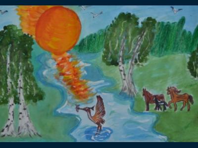 Картина. Автор: Булдакова Милена. Техника: акварель. Класс: 8 Родная Башкирия