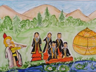 Картина. Автор: Валиева Диана. Техника: гуашь. Класс: 8 Башкортостан - край курая