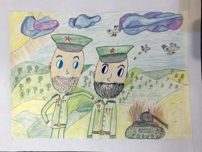 Картина. Автор: Матвеева Полина. Техника: карандаш. Класс: 1 Два бойца