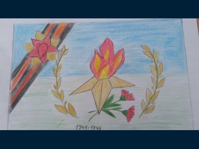 Картина. Автор: Киряева Алия. Техника: карандаш. Класс: 1 Вечный огонь