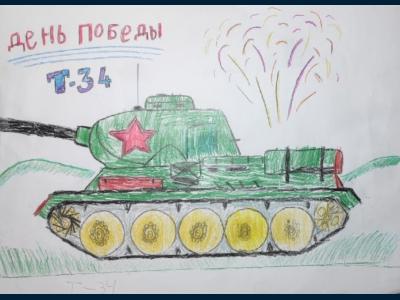Картина. Автор: Усманов Ростислав. Техника: карандаш. Класс: 1 Т-34