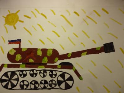 Картина. Автор: Абдуллина Ангиза. Техника: гуашь. Класс: 1 Парад Победы.