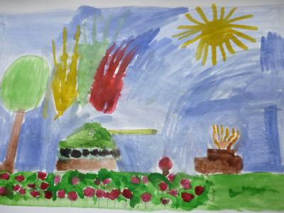 Картина. Автор: Гайнетдинов Вильдан. Техника: акварель. Класс: 1 Никто не забыт, ничто не забыто.