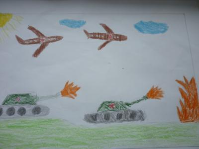 Картина. Автор: Садретдинов Эльвир. Техника: акварель. Класс: 1 За Родину!