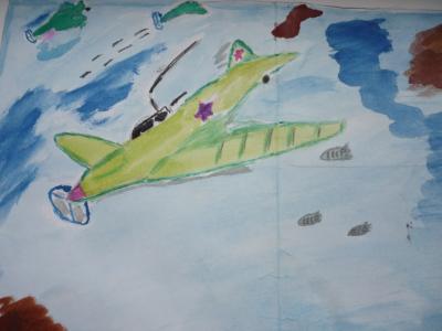 Картина. Автор: Хусайнова Наргиза. Техника: акварель. Класс: 1 За Родину!