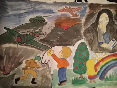 Картина. Автор: Мажитова Ильвина. Техника: гуашь. Класс: 1 Я рисую. Этот день победы