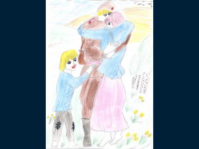 Картина. Автор: Насырова Алина. Техника: смешанная техника. Класс: 1 "Долгожданная встреча"