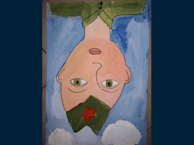 Картина. Автор: Хусаинова Рената. Техника: акварель. Класс: 1 Мой очень молодой прадед