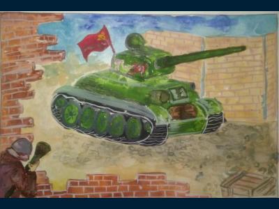 Картина. Автор: Андрющенко Александр. Техника: смешанная техника. Класс: 2 Легендарный Т-34