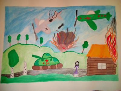 Картина. Автор: Ишмакова Элина. Техника: гуашь. Класс: 2 За Родину