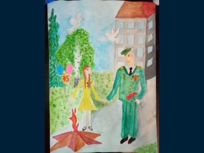 Картина. Автор: Якутова Амелия. Техника: акварель. Класс: 2 Я помню. Я горжусь.
