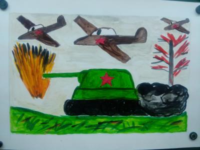 Картина. Автор: Хабибуллин Руслан. Техника: акварель. Класс: 2 За Родину