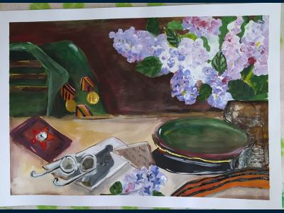 Картина. Автор: Королёва Вероника Максимовна. Техника: гуашь. Класс: 2 Символы Великой Победы