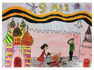 Картина. Автор: Хамитова Карина. Техника: смешанная техника. Класс: 2 День Победы