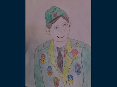 Картина. Автор: Шакирова Лилиана. Техника: карандаш. Класс: 2 Я горжусь моим прадедом!!!