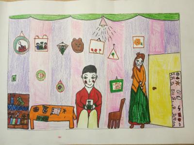 Картина. Автор: Галимова Азалия. Техника: смешанная техника. Класс: 2 Мой дед-герой