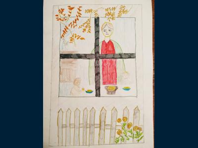 Картина. Автор: Юнусова Динара. Техника: смешанная техника. Класс: 2 Женщины-герои Великой Отечественной войны