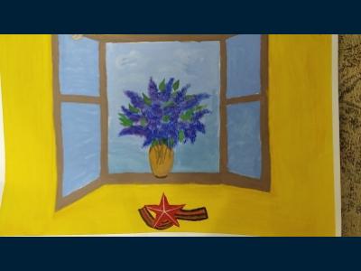 Картина. Автор: Кузнецова Таисия. Техника: акварель. Класс: 3 Мирное небо Великой Победы