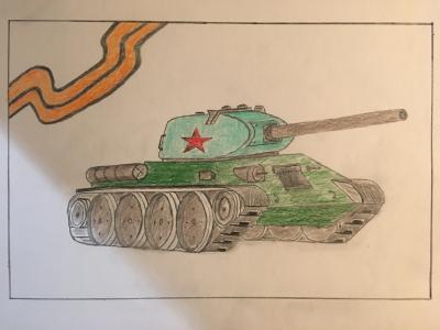 Картина. Автор: Свинтушевский Яросл. Техника: карандаш. Класс: 3 Военная техника