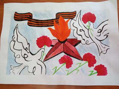 Картина. Автор: Калимуллин Адель. Техника: акварель. Класс: 3 День Победы!