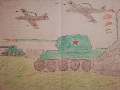 Картина. Автор: Смирнова Есения Константиновна. Техника: карандаш. Класс: 3 "Вперед! К Победе!"